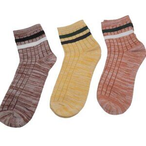 Stripe Top Socks 3 Pair Various Colors Polyester Elastane OS New